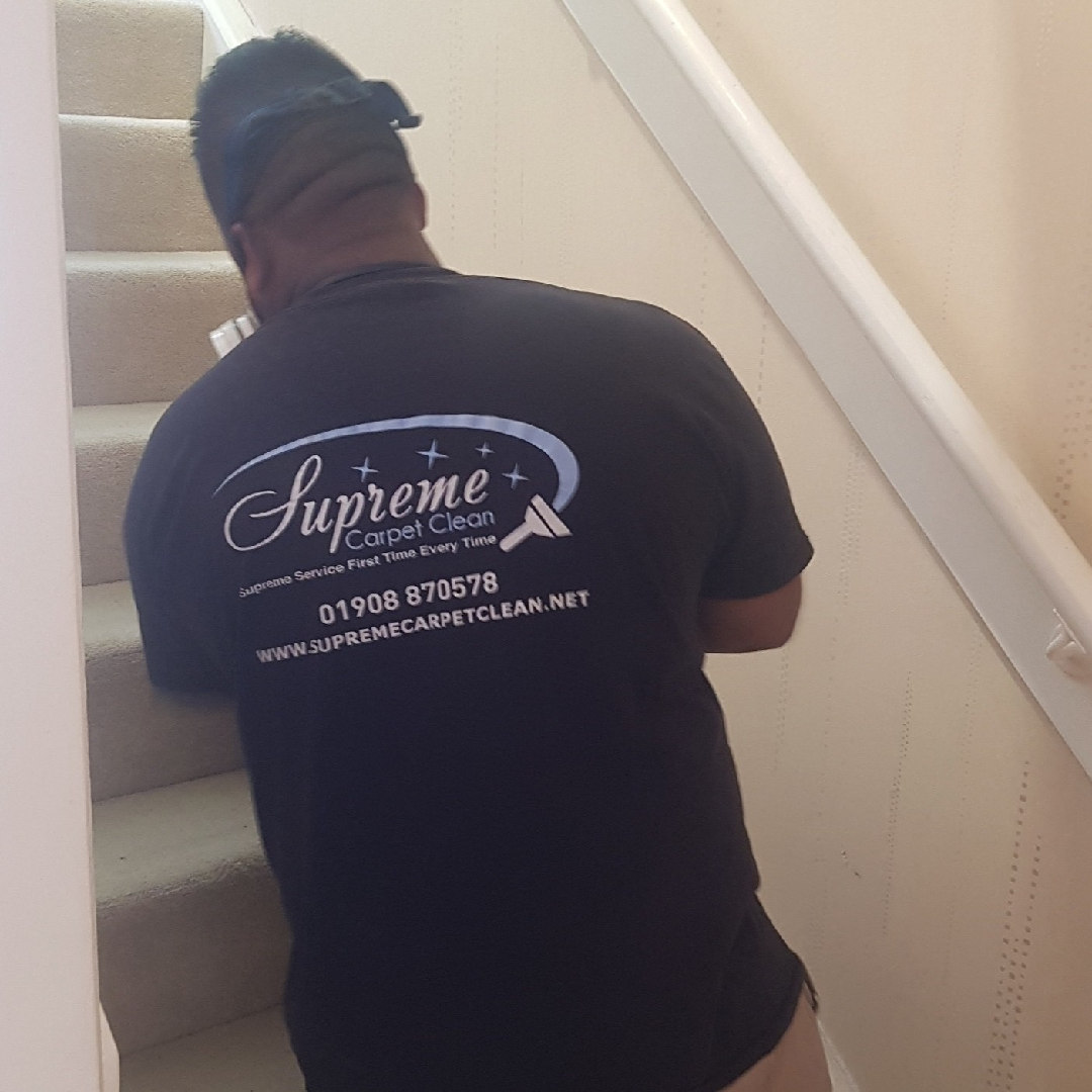 Adrian completing a deep carpet clean of the stairs in Buckingham