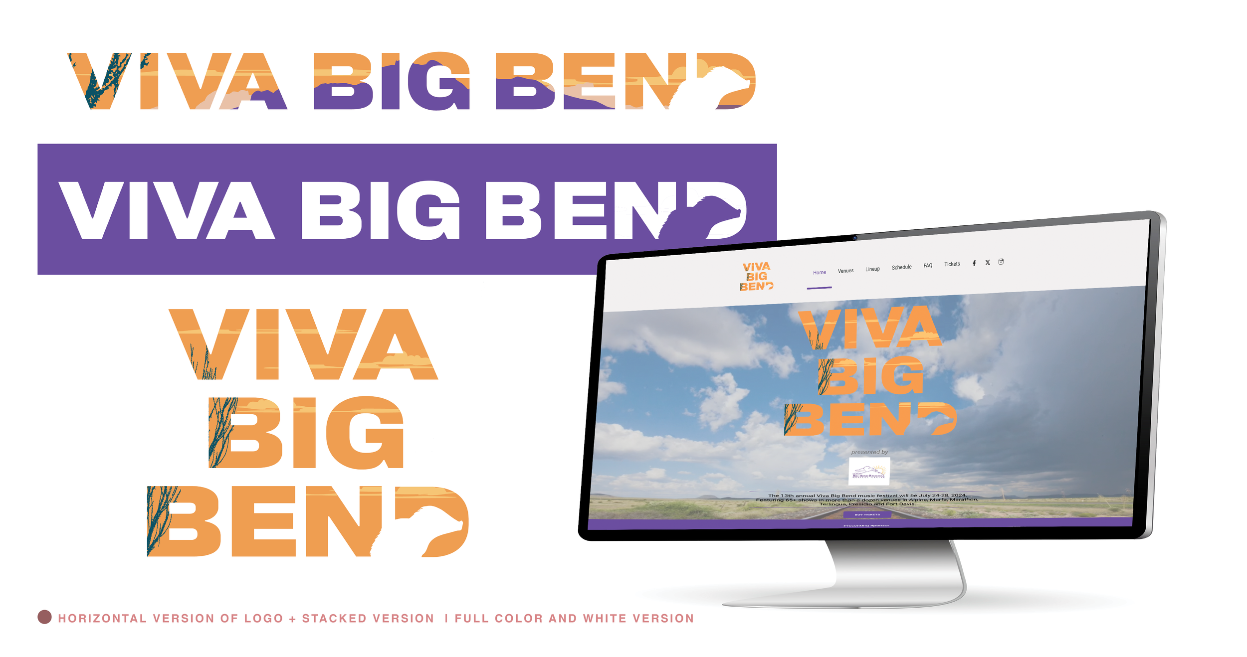 Revamped logo for the infamous VIVA BIG BEND festival. It is a festival that features over 65+ bands of all genres in over a dozen venues  in Alpine, Presido and fort Davis to name a few. This logo represents Gile Bend.