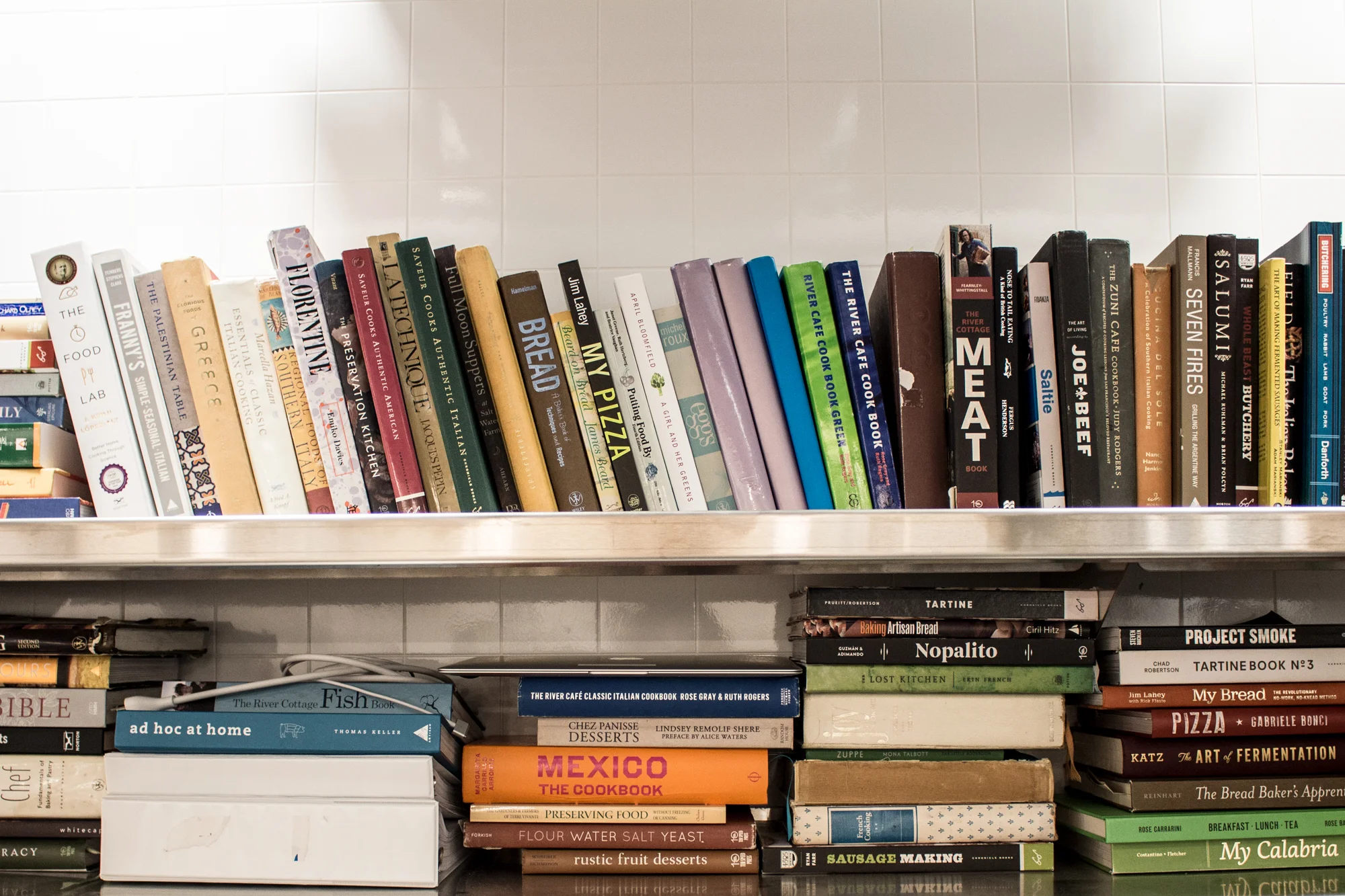 The kitchen library at Philo Ridge Farm.