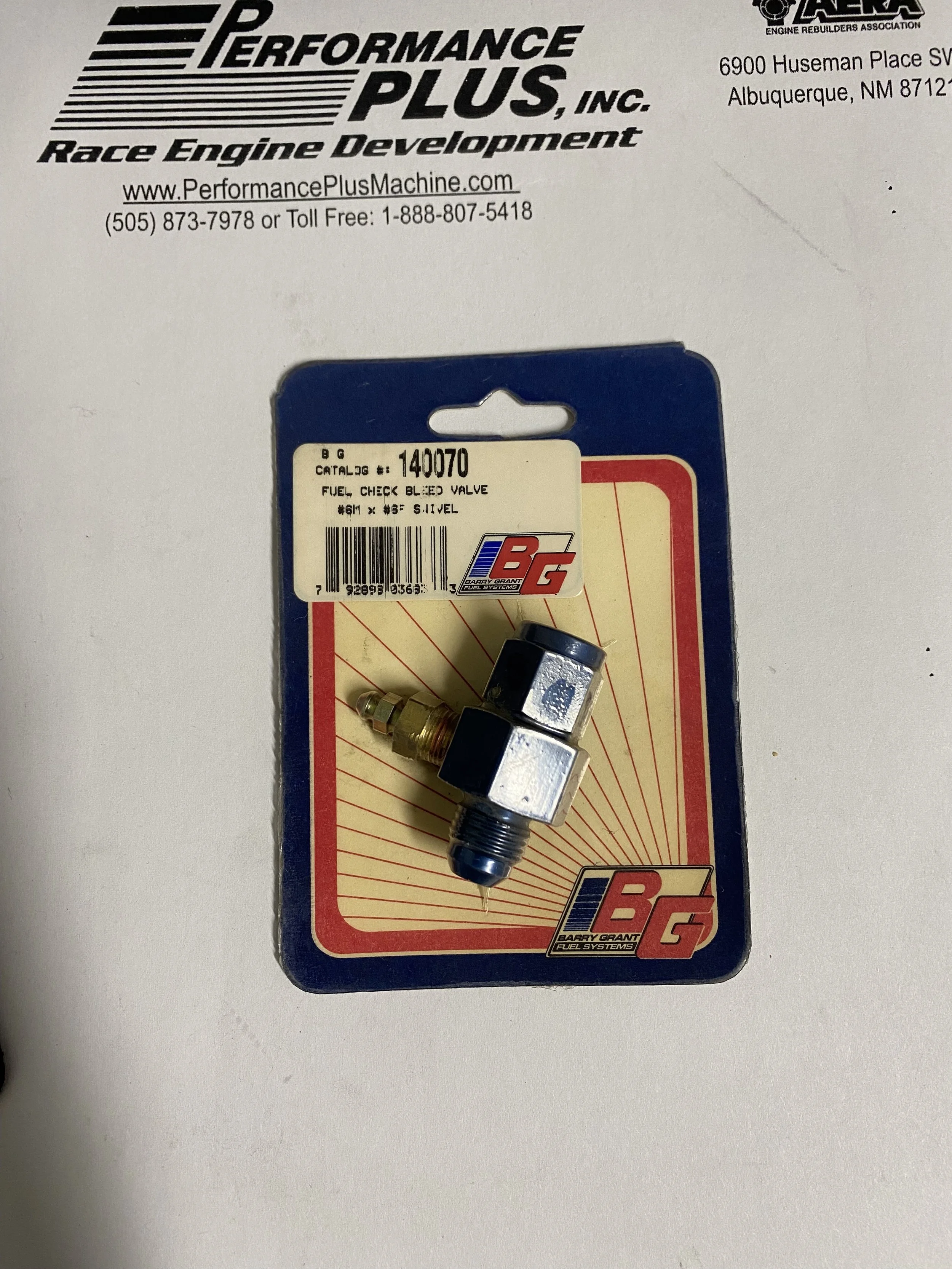 FUEL CHECK BLEED VALVE