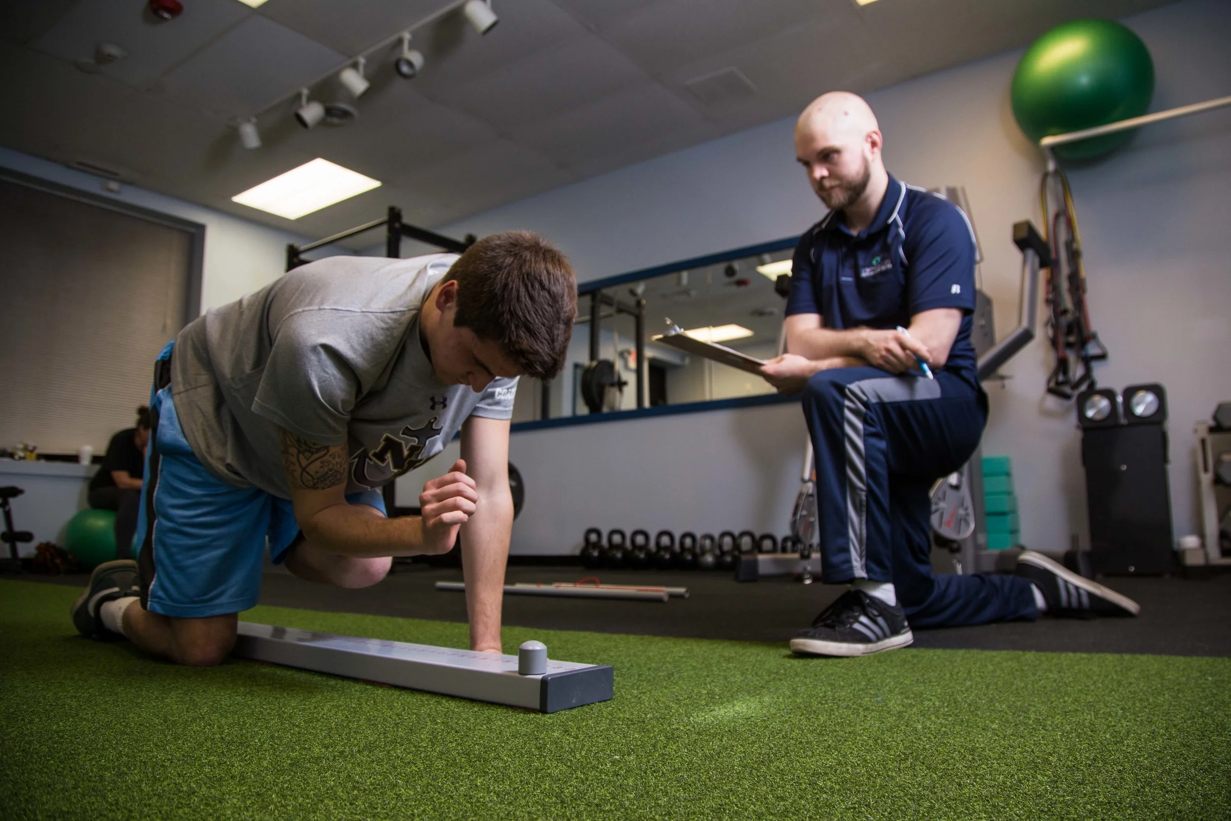 Adam, the personal trainer at OrthoCore Physical Therapy in North Kingstown, RI helps patients continue to build strength and get in better shaper after injuries.