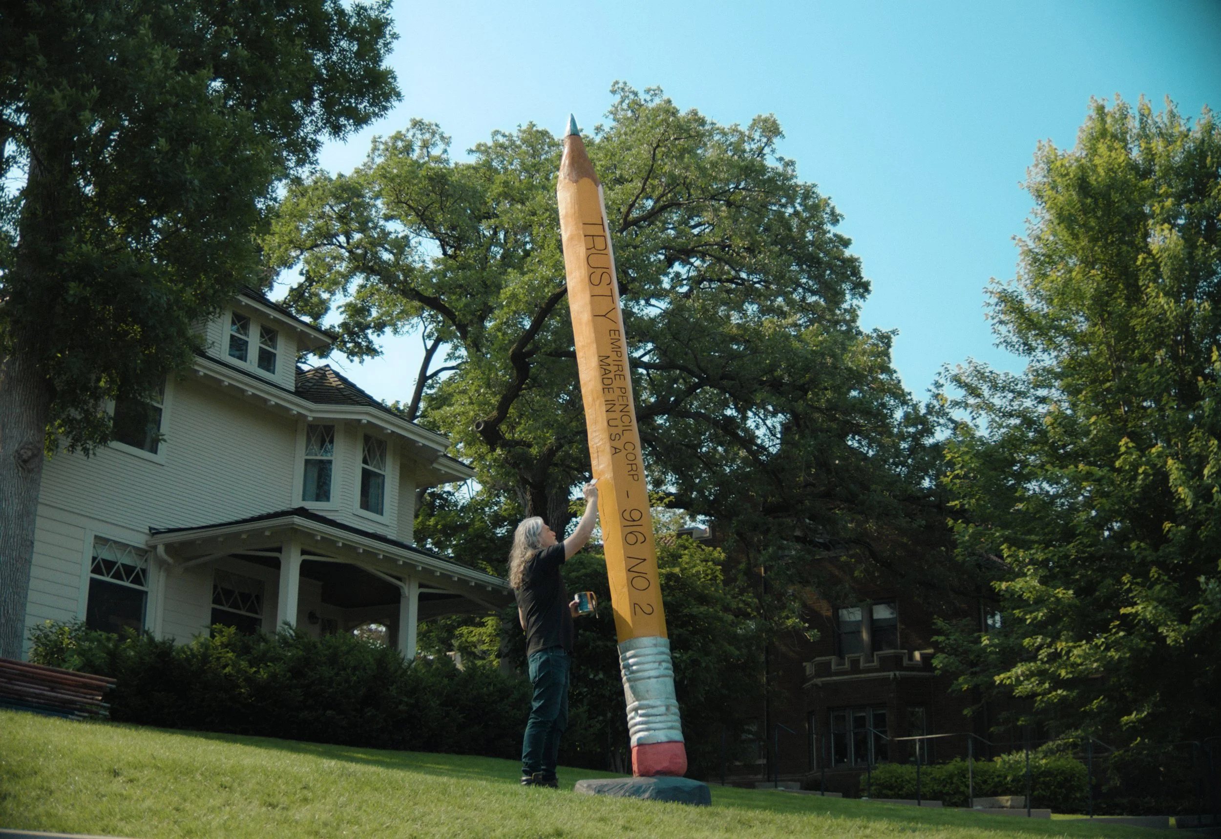 A Short Documentary About A Giant Pencil - Curtis Ingvoldstad painting the Loti Pencil