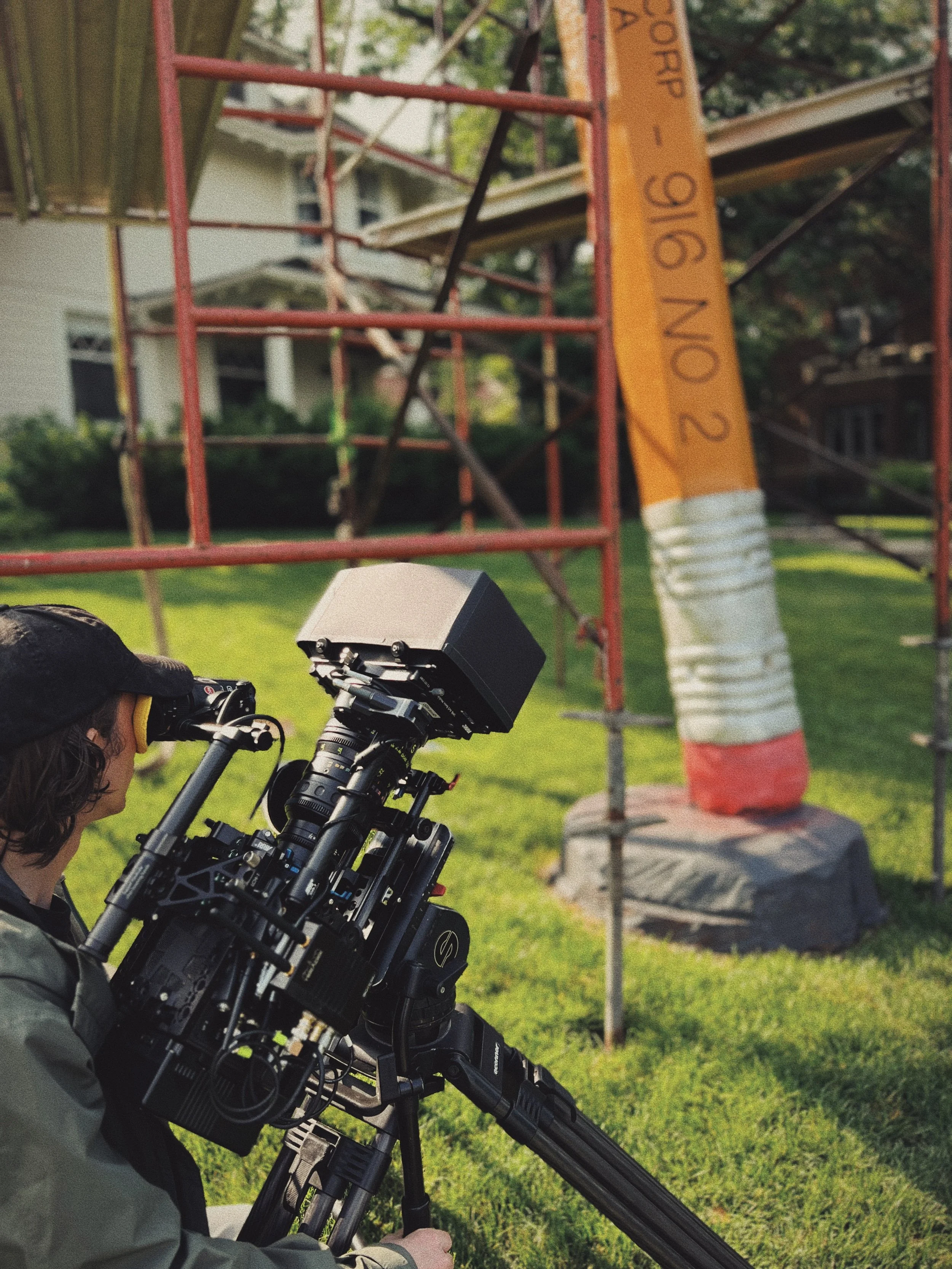 Austin Straub, Emmy Award Winning Cinematographer, points his ARRI Alexa 35 towards the Giant Pencil. It is without a doubt the most beautiful thing it will ever capture.