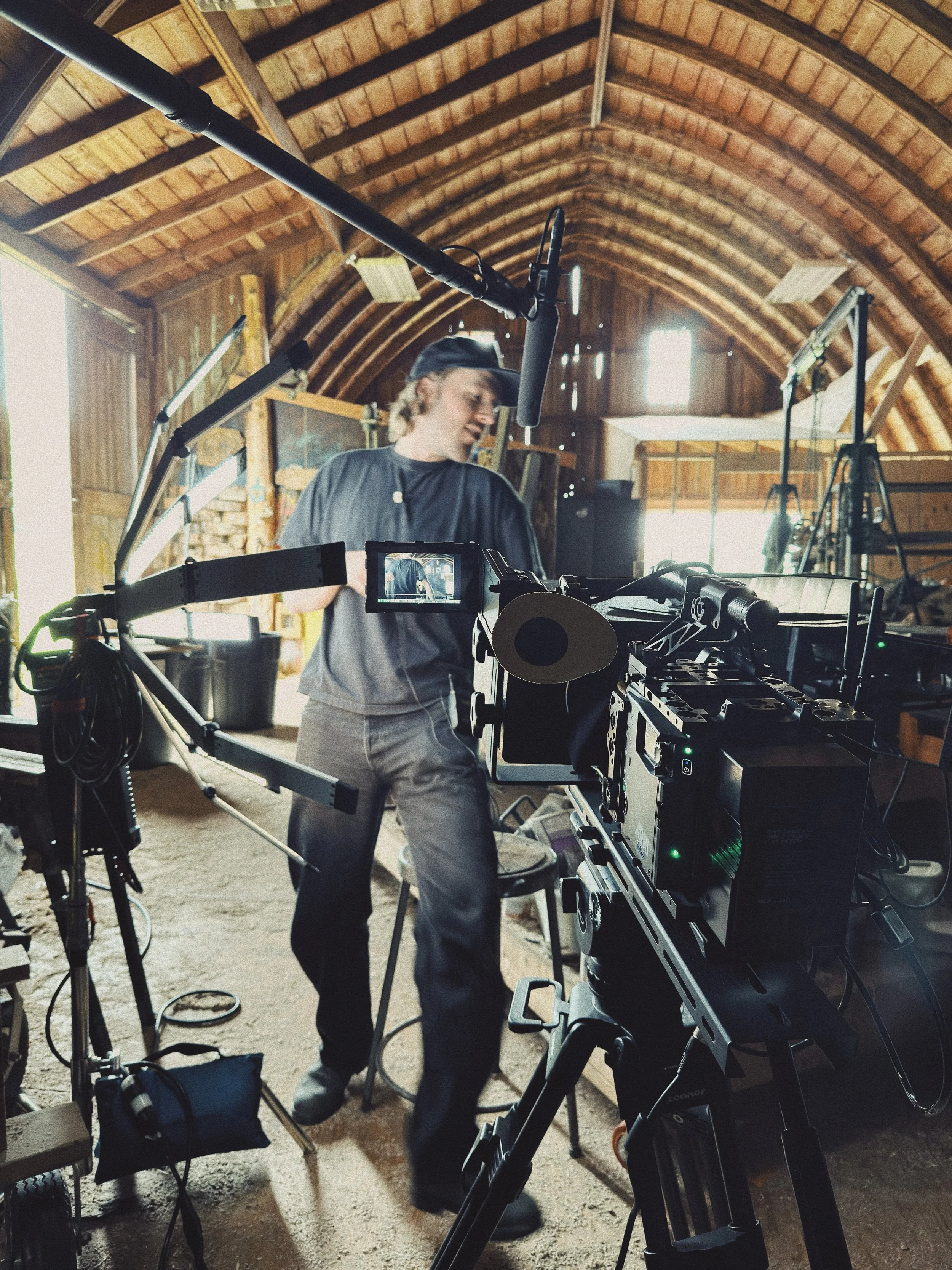 Austin Straub set up an incredible interview frame for Curtis Ingvoldstad. Daniel Straub has to dance through it to get in position to interview. It's a bit of an obstacle course.