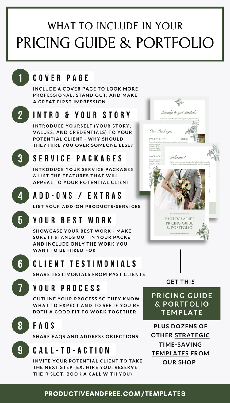 Photographer Pricing Guide and Portfolio Template — Productive and Free