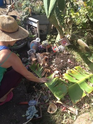  Lynne organizing the garden 