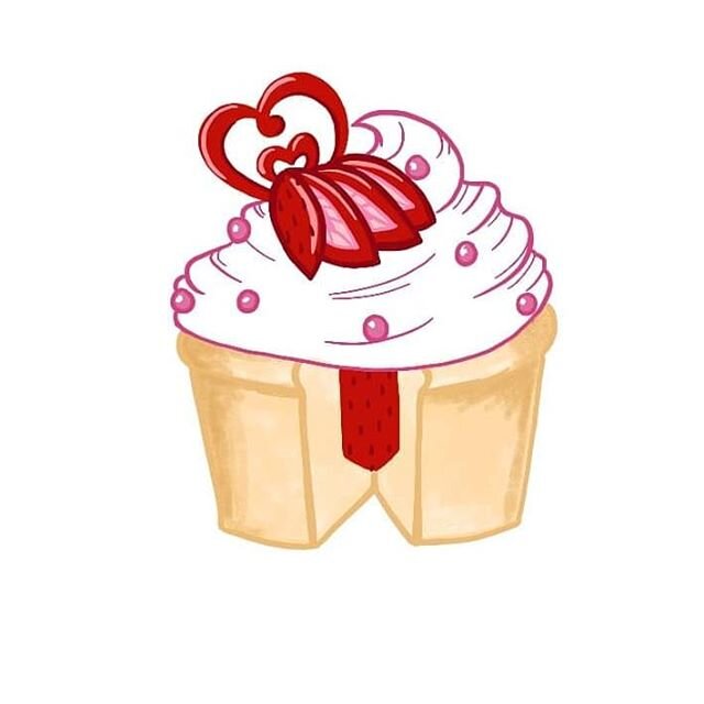 I miss baking so I'm going to bake cupcakes for Valentine's day.

This is a pretty simple concept of how I want them to look: angel food cake, strawberry jam filling, vanilla buttercream, a fanned out strawberry, edible pink pearls and a white chocol