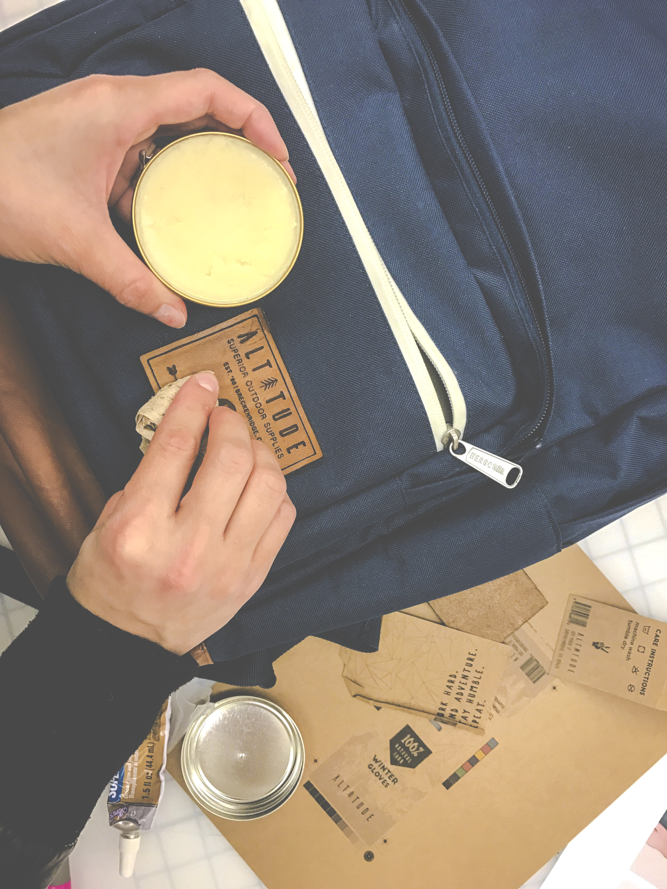Polishing & Attaching Leather Backpack Patch Photographs: Viet Hoang
