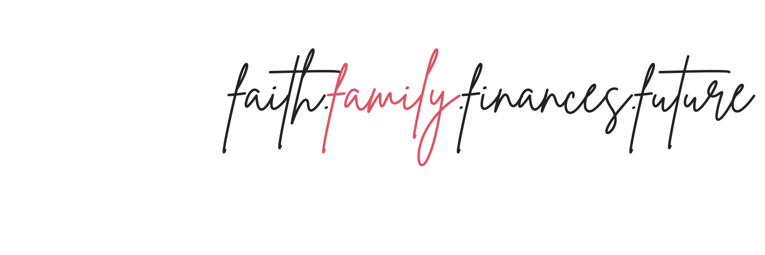 The image features a list of words: 'faith,' 'family,' 'finances,' and 'future,' with 'family' highlighted in red. The words are written in a mix of cursive and print fonts, with a black background.
