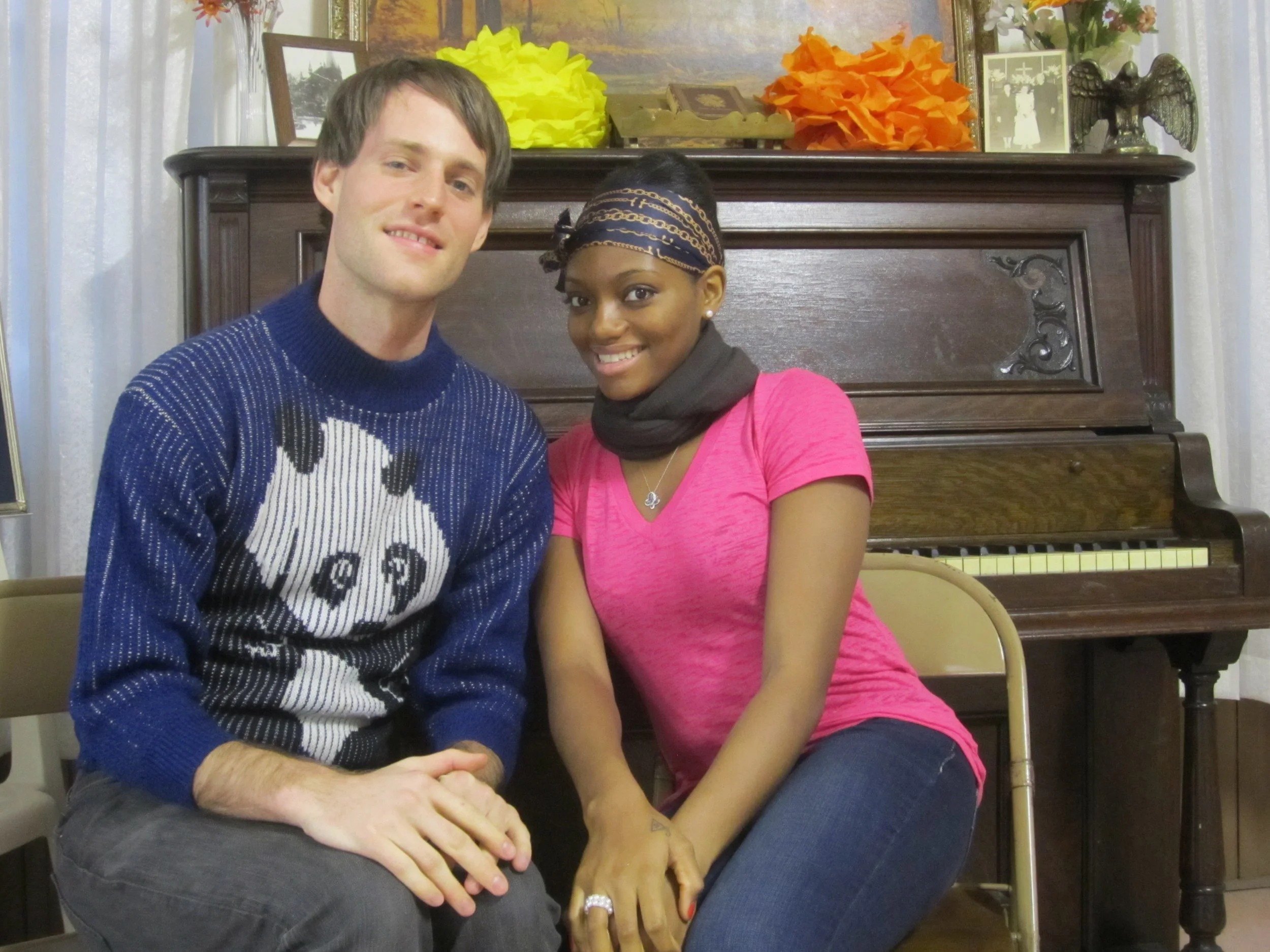 Piano teacher and student smiling together at A Piano Grows in Brooklyn.
