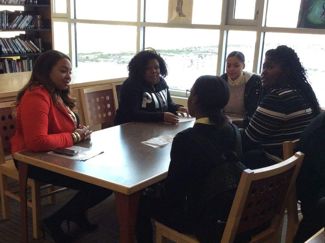 Working with the young ladies of Kensington Performing Arts High School