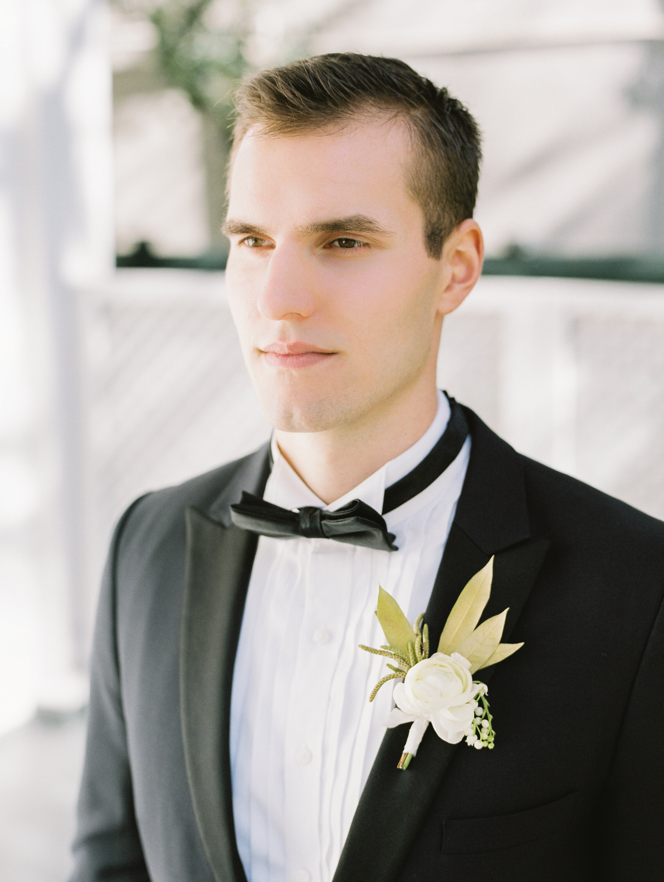 DAR Rainier Chapter House Wedding Groom Tuxedo | Pacific Engagements Seattle Bride and Groom | Botanique Flowers Seattle