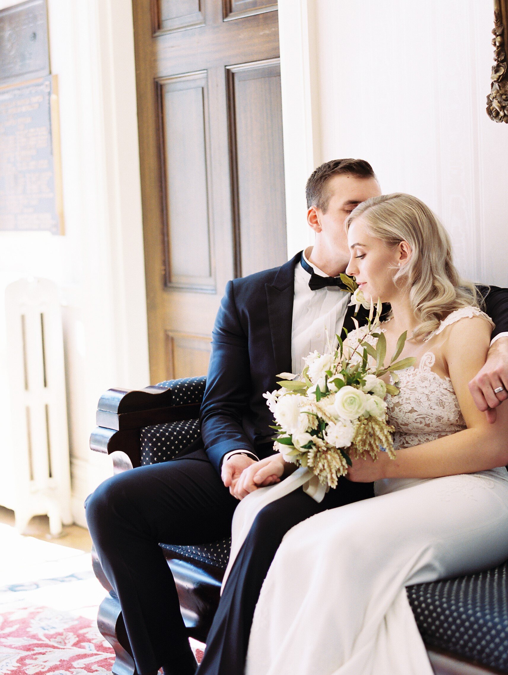 DAR Rainier Chapter House Wedding Venue Seattle Bride and Groom | Pacific Engagements | The Black Tux Seattle | Pronovias Real Brides