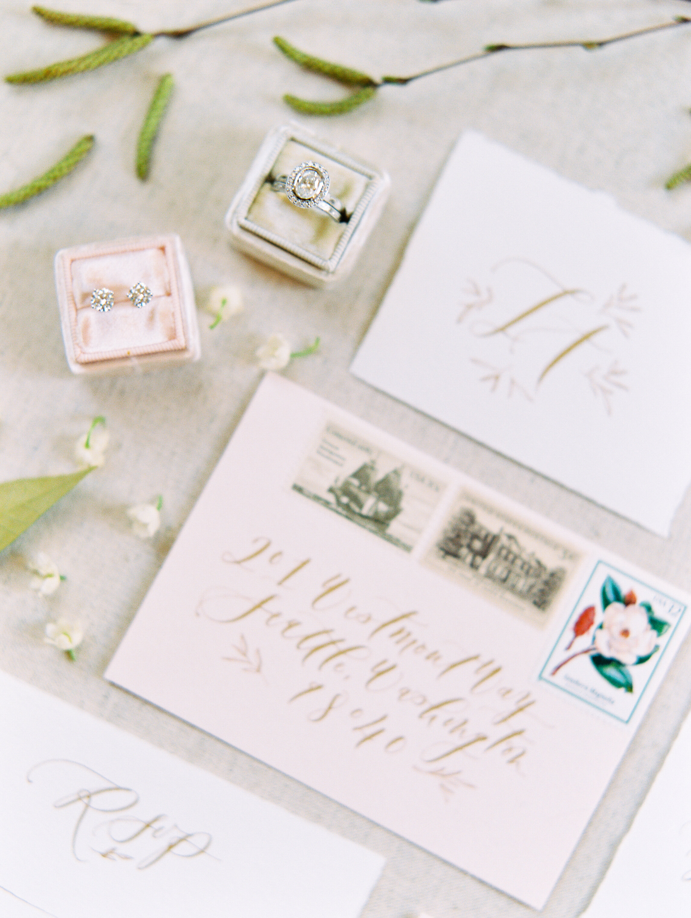 Rainier Chapter House Wedding Invitations Calligraphy La Happy Design | Pacific Engagements | Green Lake Jewelry Works Seattle