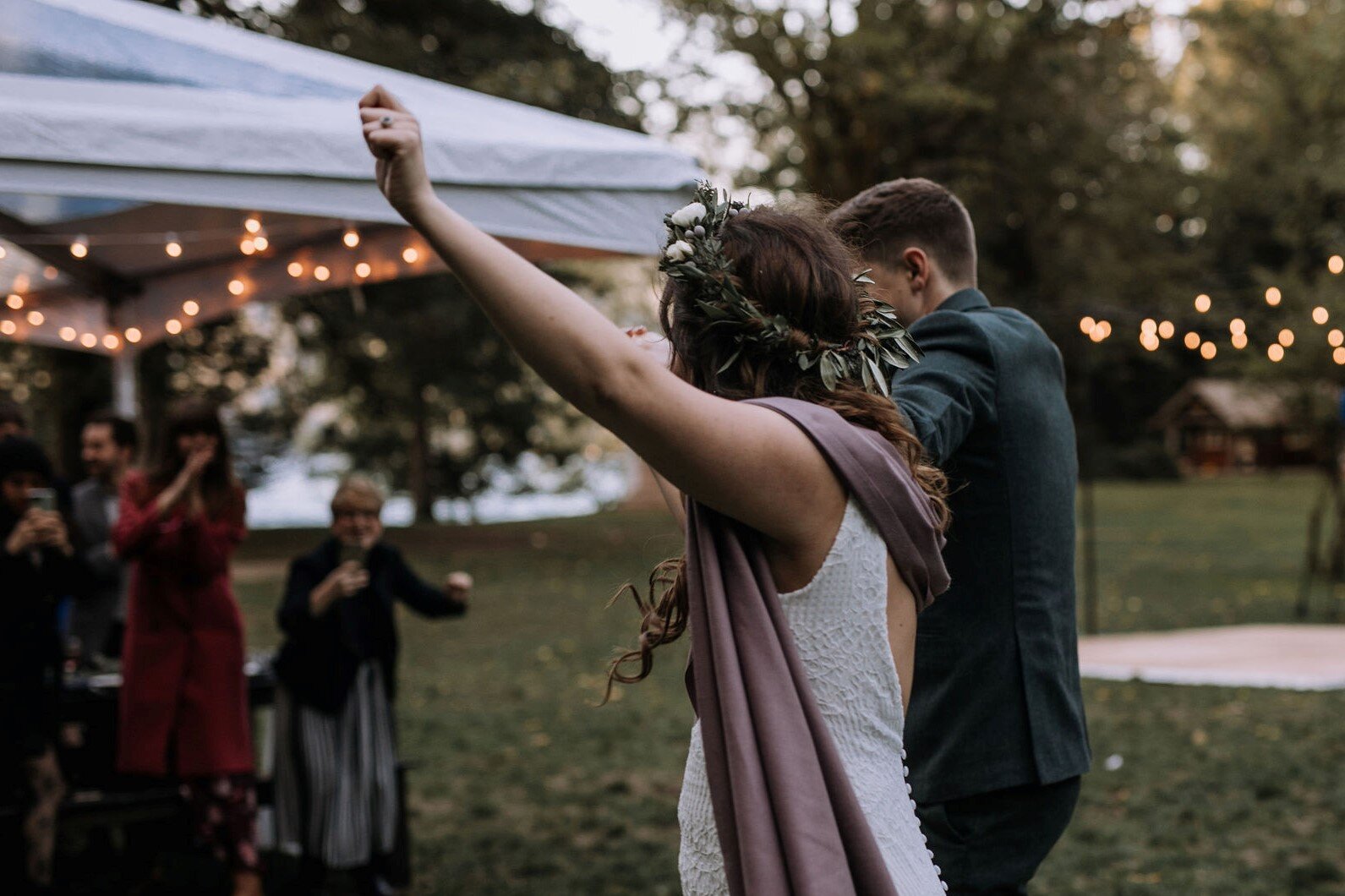 pacific-engagements-lake-crescent-lodge-wedding-reception-tented-bride-and-groom-grand-entrance