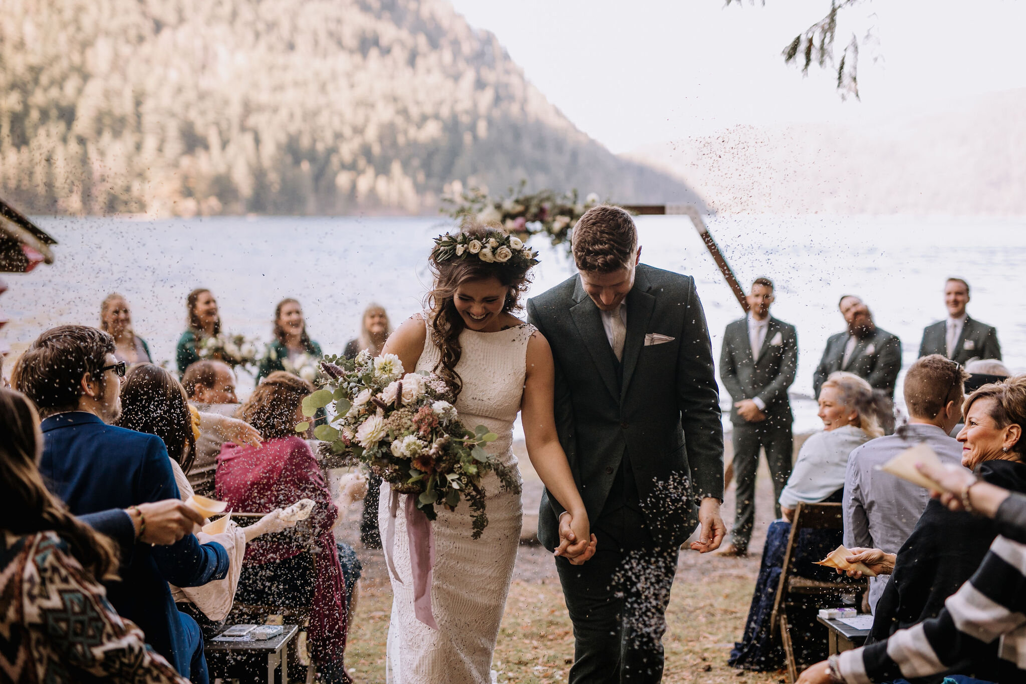 pacific-engagements-lake-crescent-lodge-wedding-ceremony-lakeside-wedding-washington-bride-and-groom