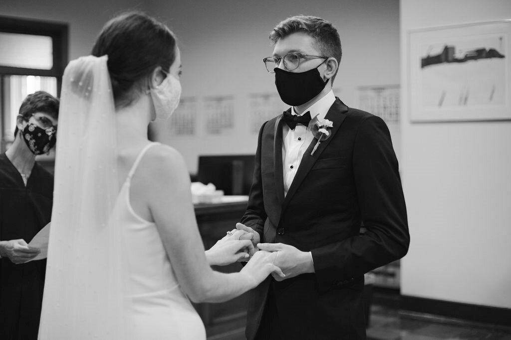 pacific-engagements-seattle-courthouse-wedding-bride-and-groom-portraits-with-facemask