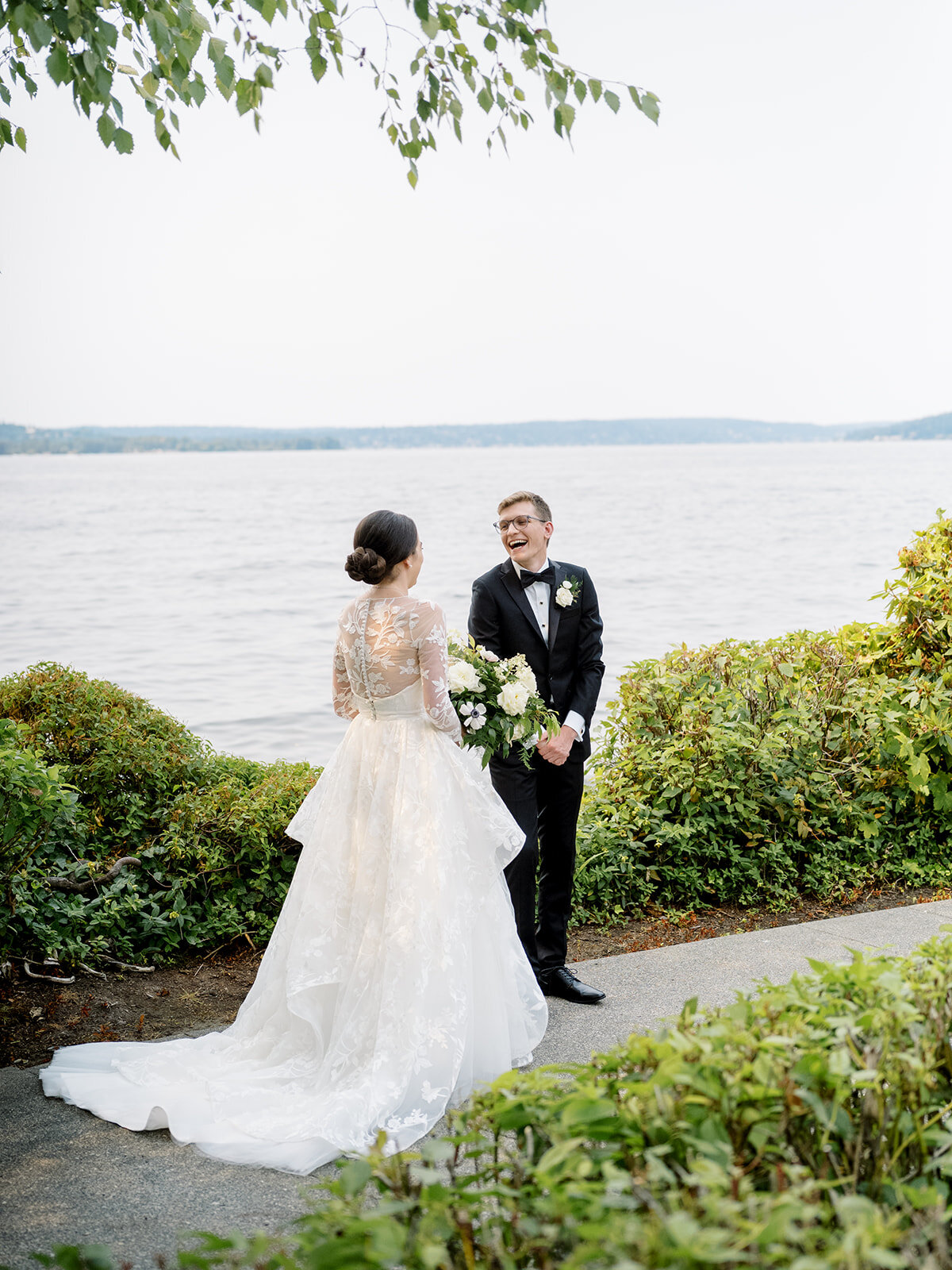 Woodmark-hotel-and-still-spa-wedding-first-look-photos-groom-reaction-pacific-engagements-wedding-planning-seattle-wedding-photographer-anna-peters-photography