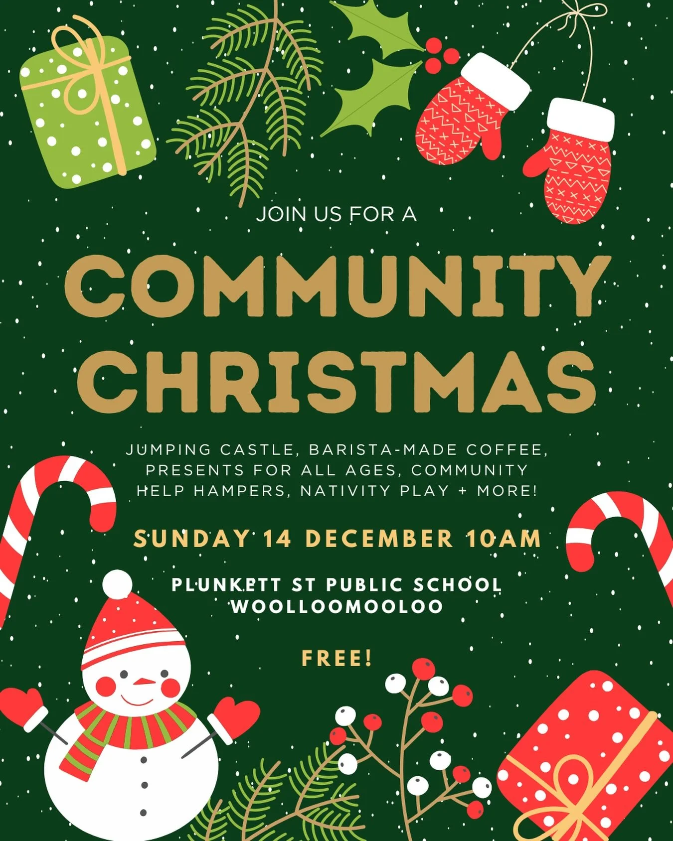 We can&rsquo;t wait to see you THIS SUNDAY as we celebrate Christmas together in Woolloomooloo!

Bring your friends and family for morning of festive cheer 🎄

Coffee + Donuts + Jumping Castle + BBQ + Gifts + Community Care Hampers + so much more!

S