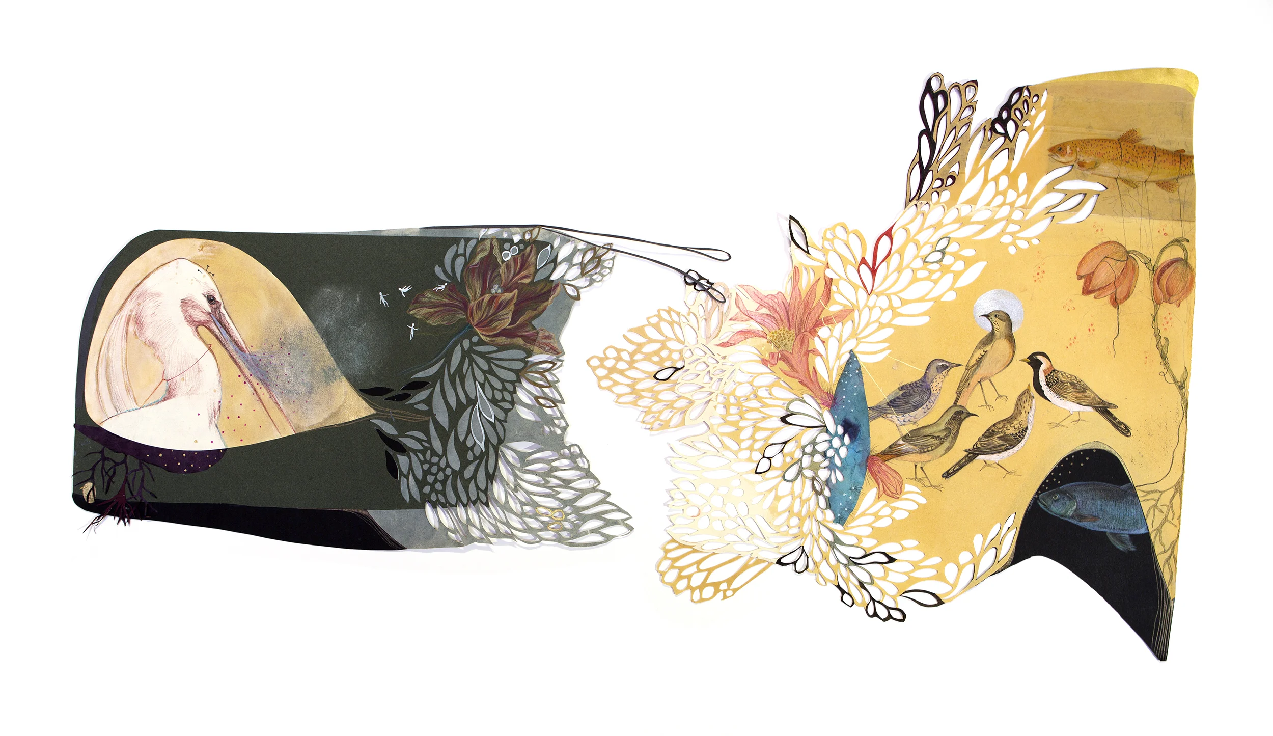 “A Dream Prologue”, Cut out Paper, Drawing 102 x 56 cm 2014