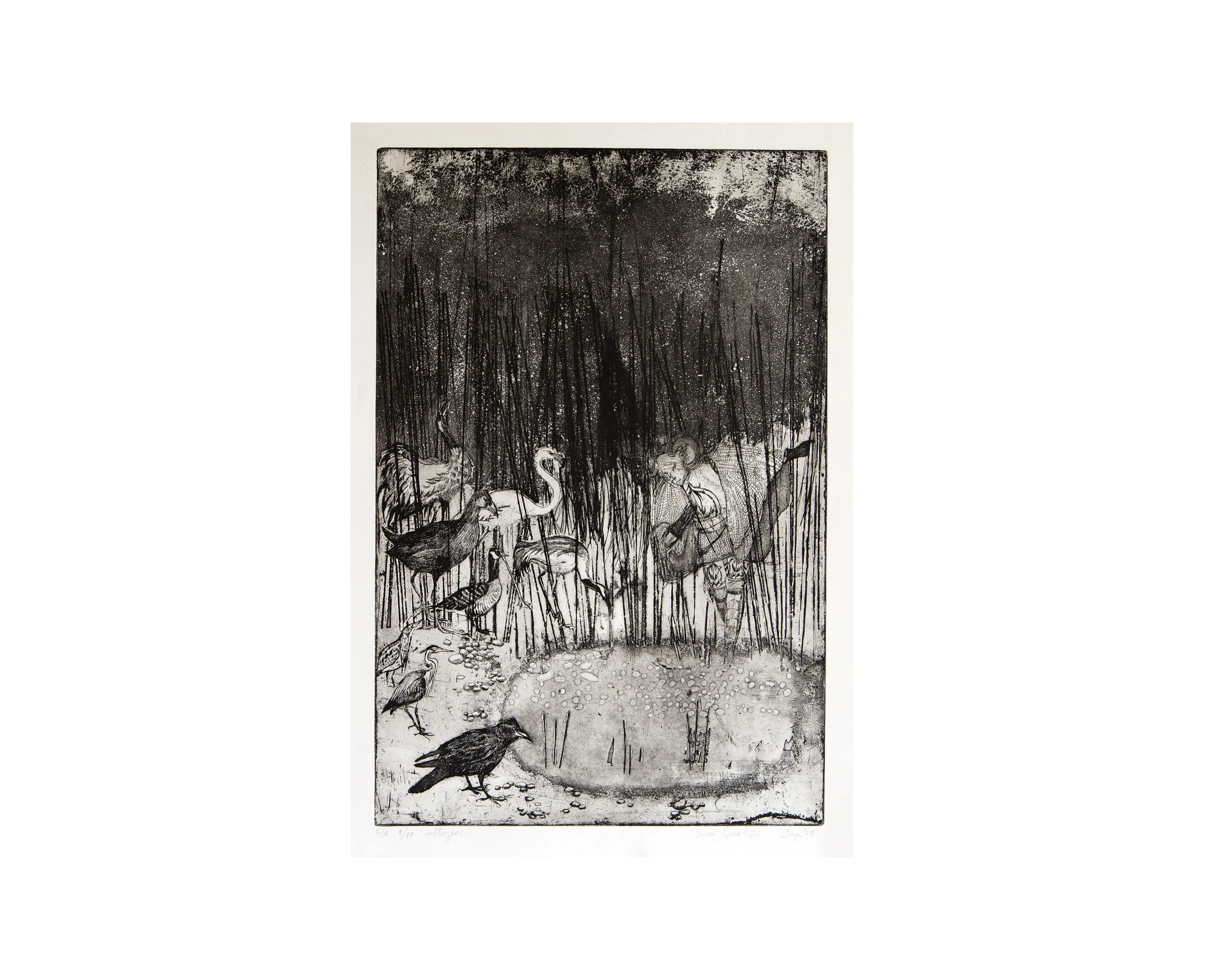 "At the Small Lake", Aquatint, eau forte, vernis mou 30 x 45 cm 2008