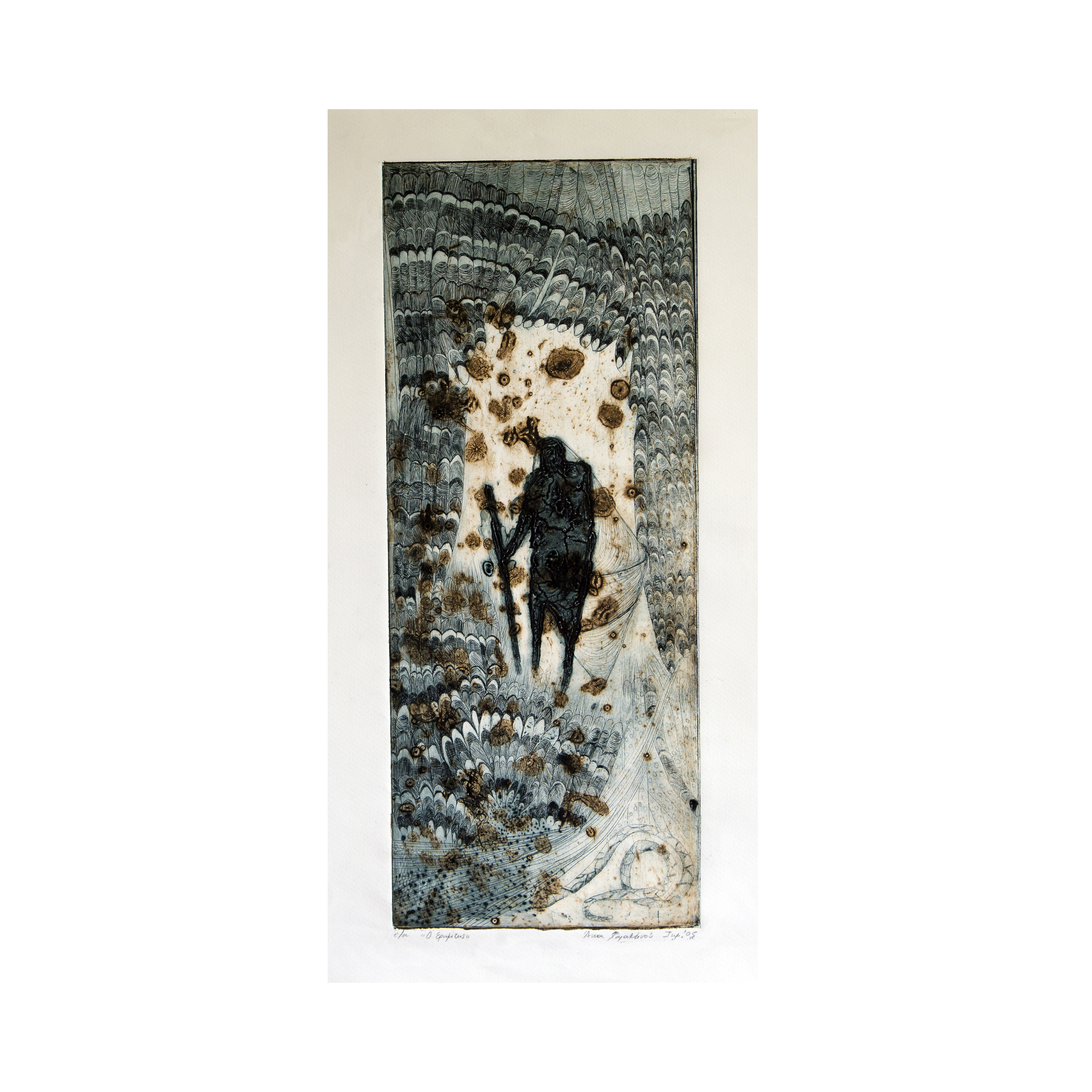 "The Hermit", Limited edition print, mixed media on plexiglas 20 x 49 cm 2005
