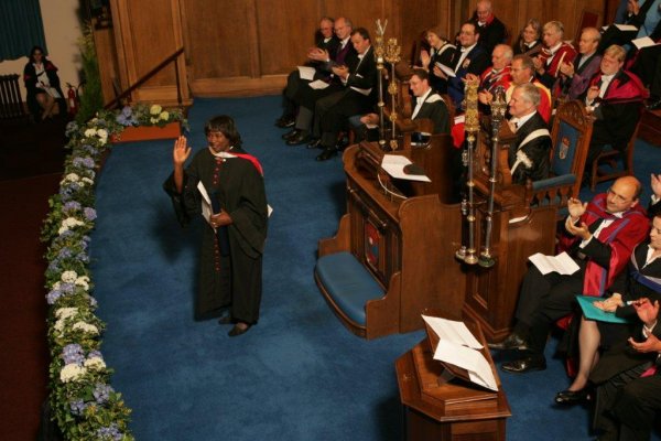 Renee Powell receiving honorary doctorate of laws at The University of St. Andrews, Scotland. 
