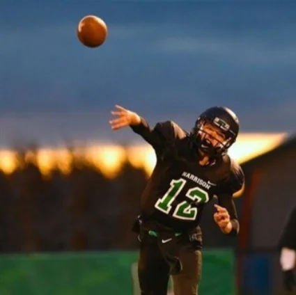 FRANKIE YOUNG #12 LOCATION: Harrison, OH SCHOOL: Harrison H.S. POSITION: Quarterback CLASS: 2017 HEIGHT: 6' 3" WEIGHT: 200 STATS: 2017 (11 games) Passing: 138/236 - 2,120 yards - 21 td, 13 int Rushing: 84 att - 152 yards - 5 td ATHLETIC AWARDS: WCPO Player of the Week, Multiple Leadership Awards, 6 H Award SCHOLARSHIP: Marian University