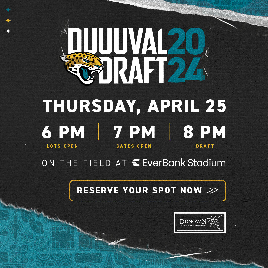 Reserve a spot now to attend the official #DUUUVAL Draft Party at The Bank! 🐆

🎟️: Link in our stories!