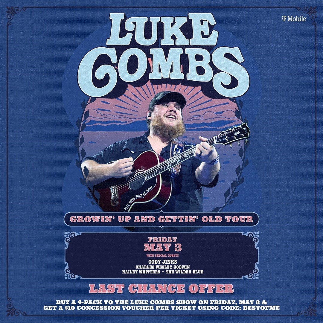 🚨 LAST CHANCE OFFER 🚨 Purchase a 4-pack to the @LukeCombs show on Friday, May 3rd at EverBank Stadium &amp; get a $10 concession voucher per ticket! Use code: BESTOFME

🎟️: link in our bio!