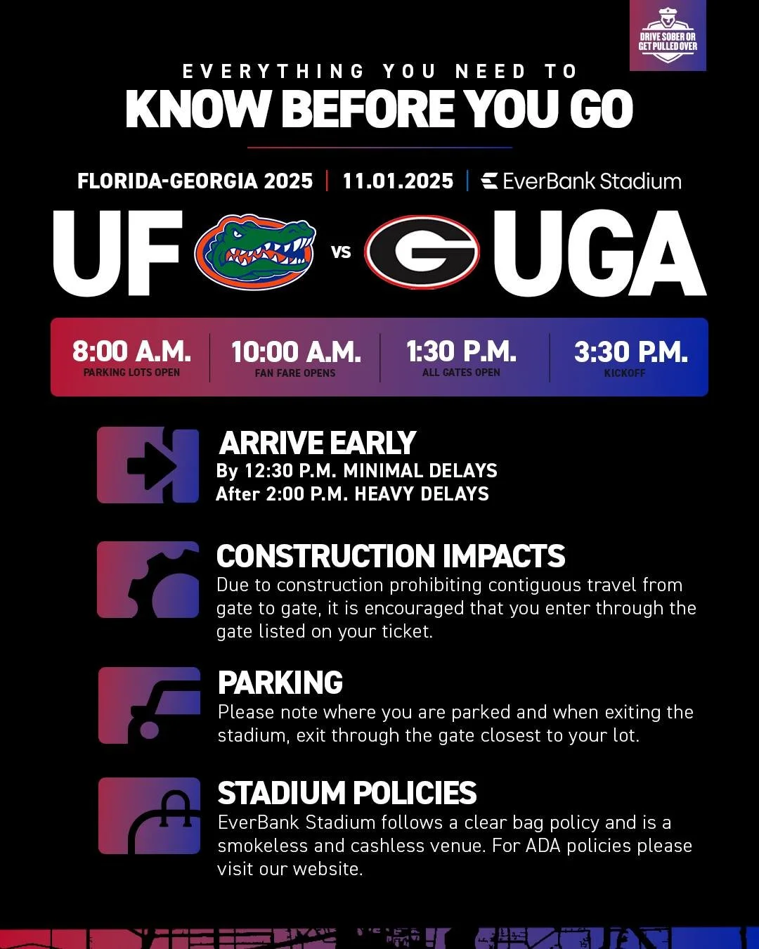 72 hours until the rivalry continues at The Bank.

For a complete Know Before You Go visit everbankstadium.com