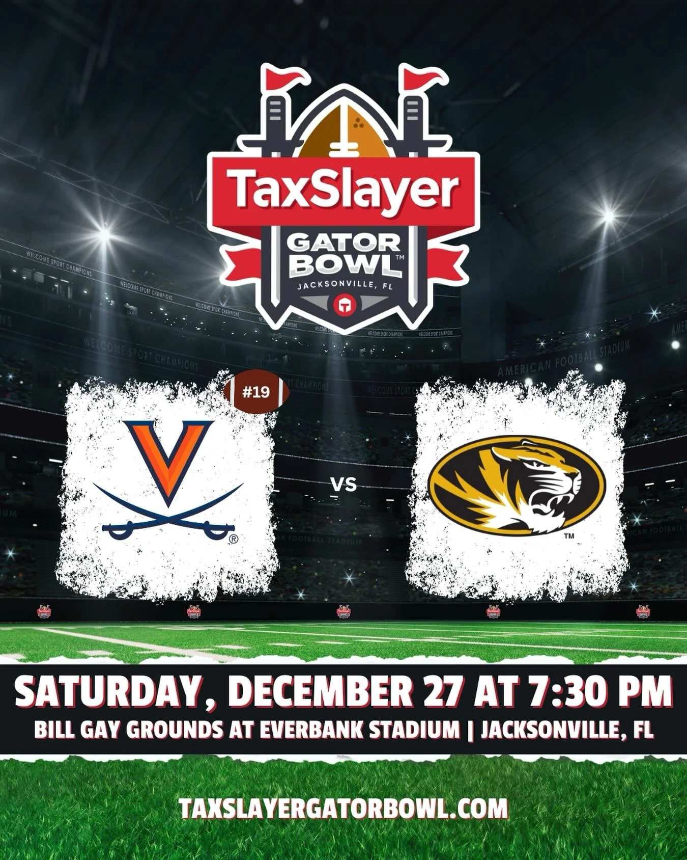 The Hoos and the Tigers are heading to EverBank Stadium to face off in the 81st TaxSlayer Gator Bowl on Saturday, December 27th at 7:30PM.

Tickets on sale now at the link in our bio!