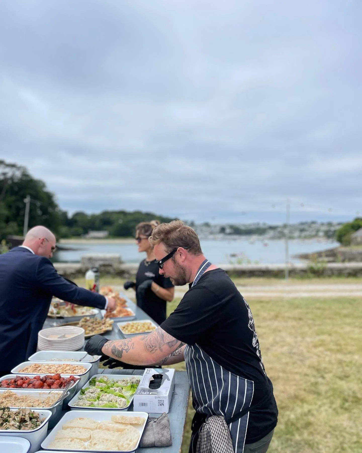 Kirsty & Tom 
Nibbles 
-Smoked chicken farmhouse style, burnt grapes and toasted almonds on ciabatta 
-Roasted tomato focaccia with artichoke dip
-Crab lettuce cups with lemon and brown crab mayo
-Smoked mackerel pate in little gem 
Main
-Tom&r