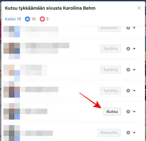 Saat kutsuttua julkaisuistasi tykänneet ihmiset tykkäämään myös Facebook-sivustasi.