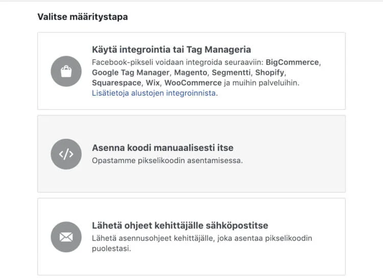 Valitse pikselin asennustapa näistä vaihtoehdoista.