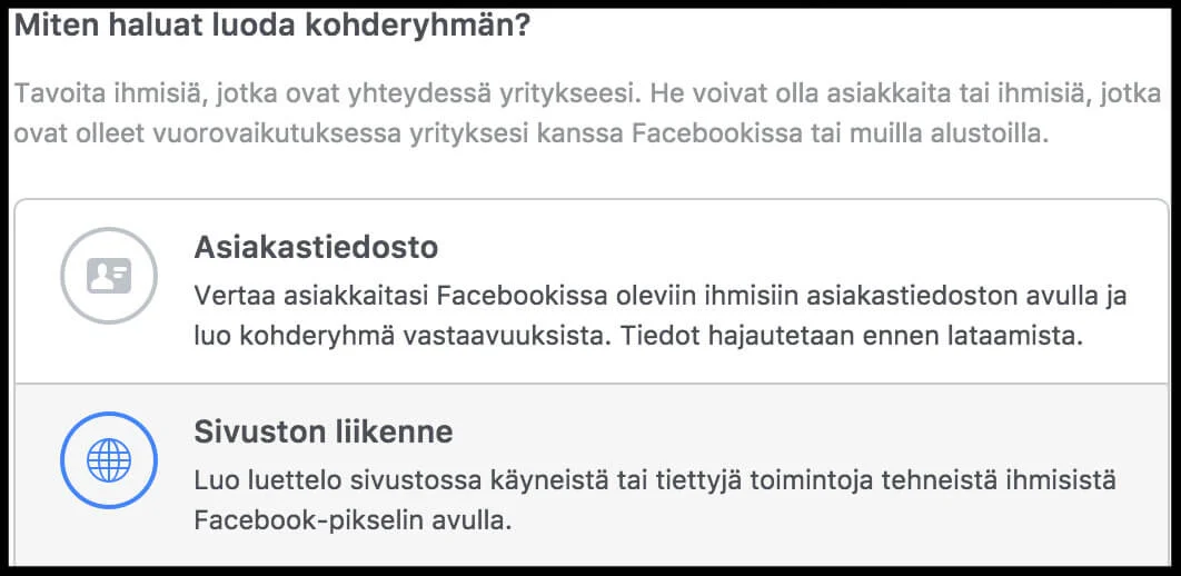 Facebook mainonta kohdentaminen