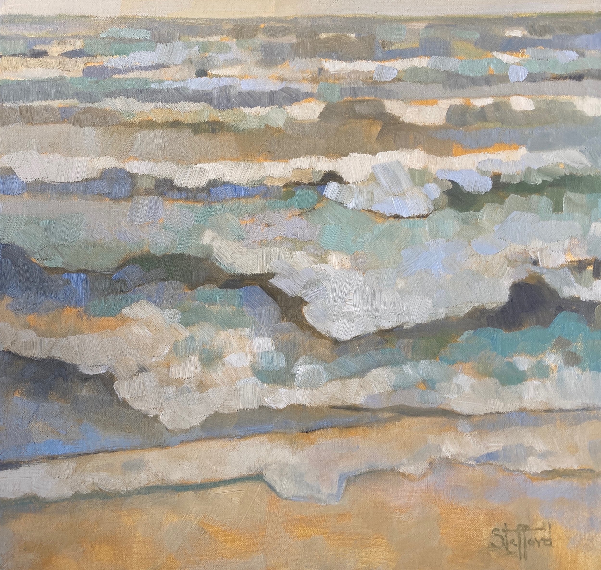 Lake Michigan Waves, 16"x16, oil on canvas