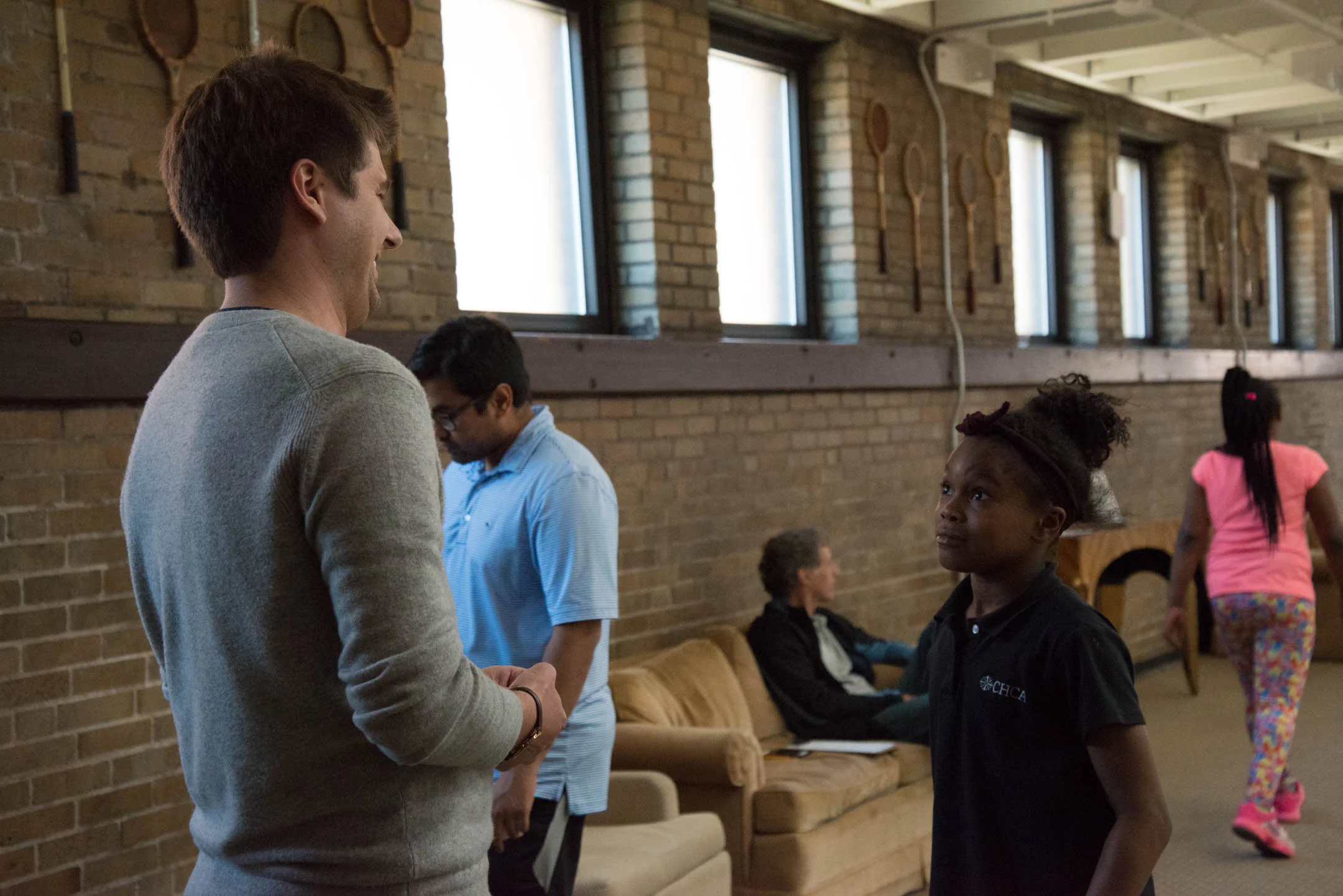 Kiylah Smoot talks with Austin Schiff after practice at the Cincinnati Squash Academy Monday May 8, 2017.