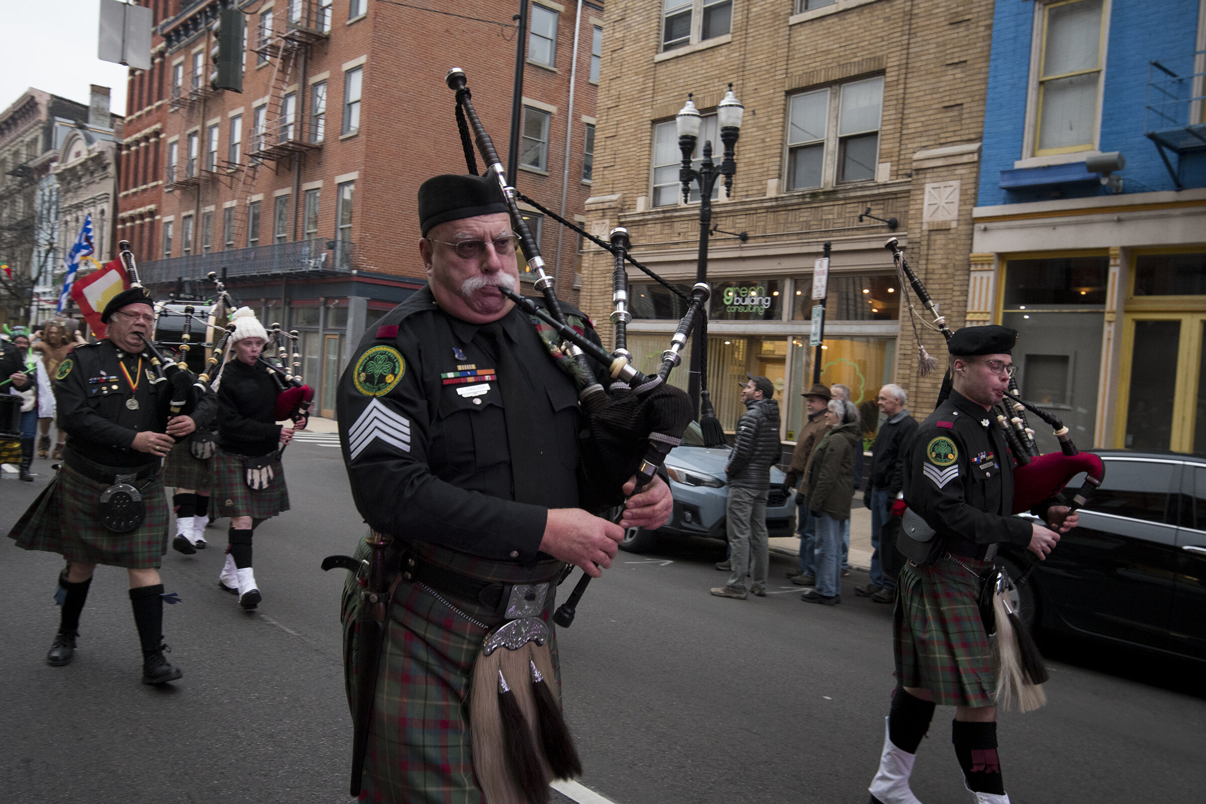  The annual Bockfest parade marches through the streets of Over-the-Rhine to kick off the three-day bock beer event at Christian Moerlein Brewing Friday, March 1, 2019 in Cincinnati, Ohio. 