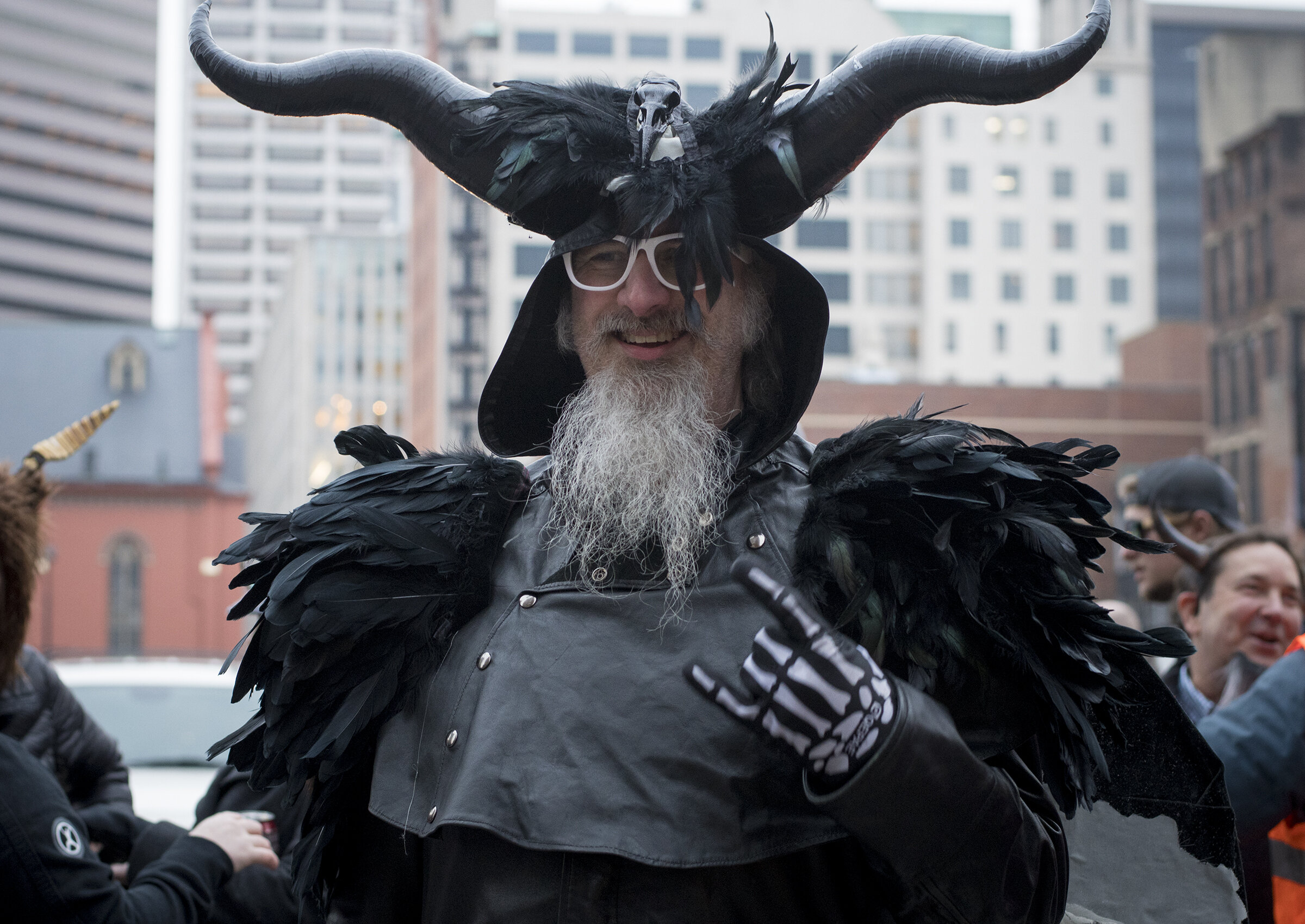  Guy Dillon of Norwood gets ready to walk in the annual Bockfest parade through the streets of Over-the-Rhine . This event kicks off the three-day bock beer event at Christian Moerlein Brewing Friday, March 1, 2019 in Cincinnati, Ohio. 