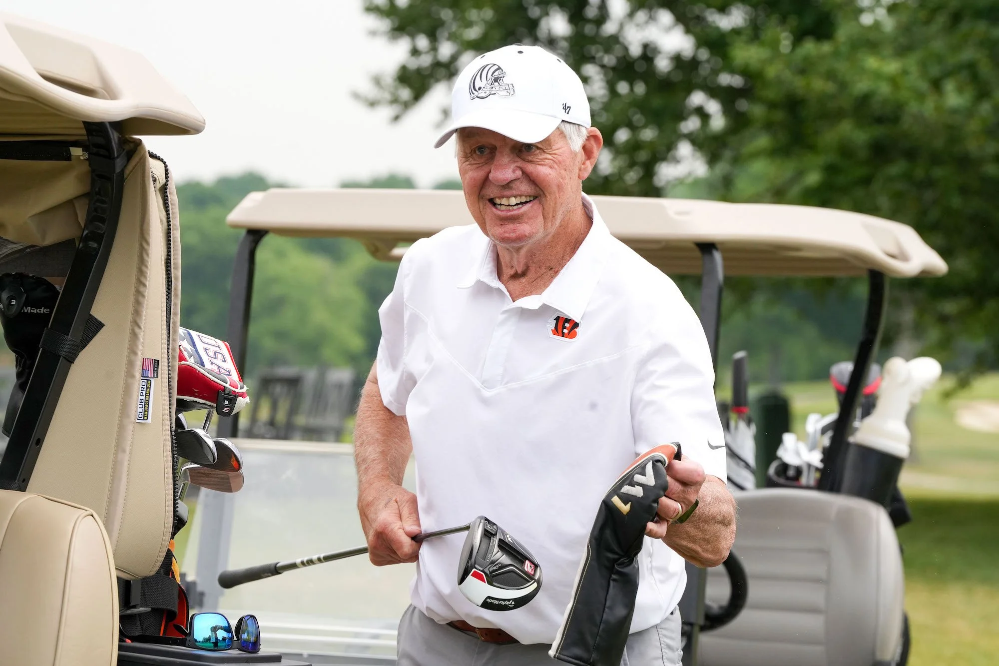  Bengals legend Ken Anderson plays hole 18 of the Inaugural Joe Burrow Foundation Golf Invitational Monday, June 5, 2023 at Cold Stream Country Cub. 