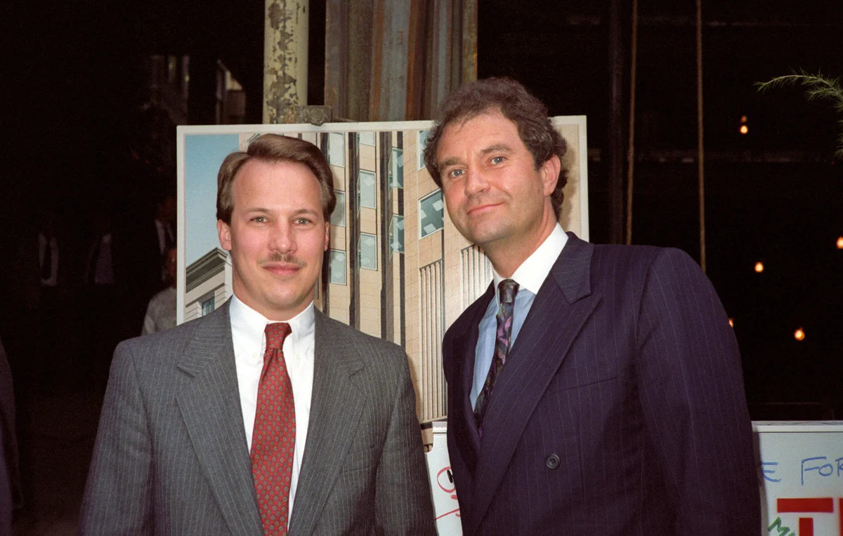 David Harrison and Ian Paget on the 235 Pine construction site in 1989
