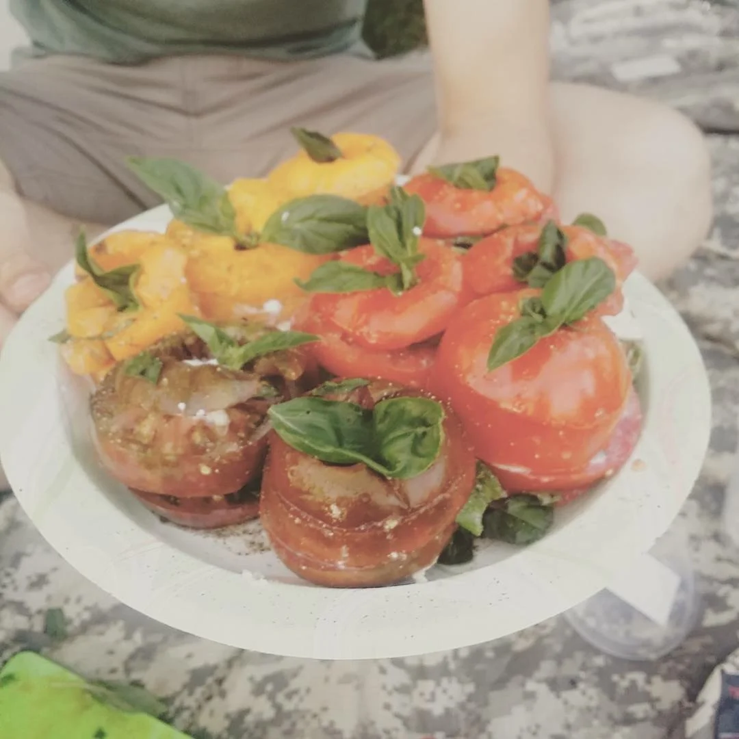  Caprese salad with burrata cheese. 