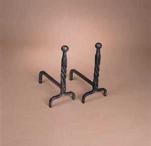 Ball Andirons Matte black cast iron.