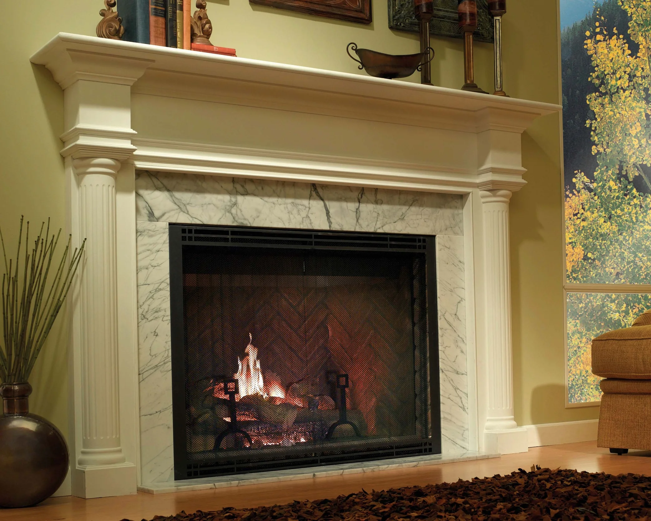 Heatilator Icon View Full Specs With its unique refractory lining color and texture, Icon is a timeless, dramatic fireplace. Icon's opening height measures at twenty-eight inches and has a true brick to brick opening width of forty-two inches. View more sizes on Heatilator's website .