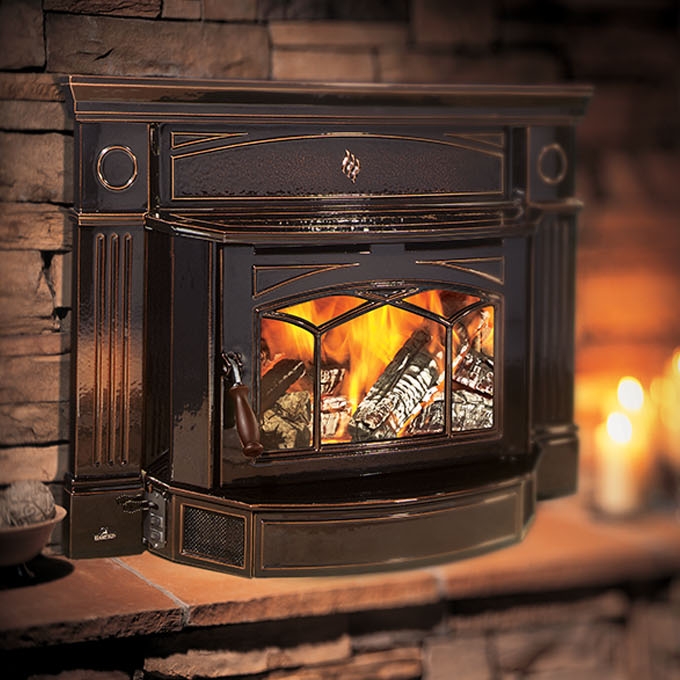 Hampton H1300 Wood Insert View Full Specs This large Hampton cast wood insert slides easily into your existing fireplace turning your drafty fireplace into a high efficiency heater; instantly. Not only does it provide up to 75,000 BTU of high efficiency heat, it increases the value of your home with the timeless beauty of luxurious cast iron.