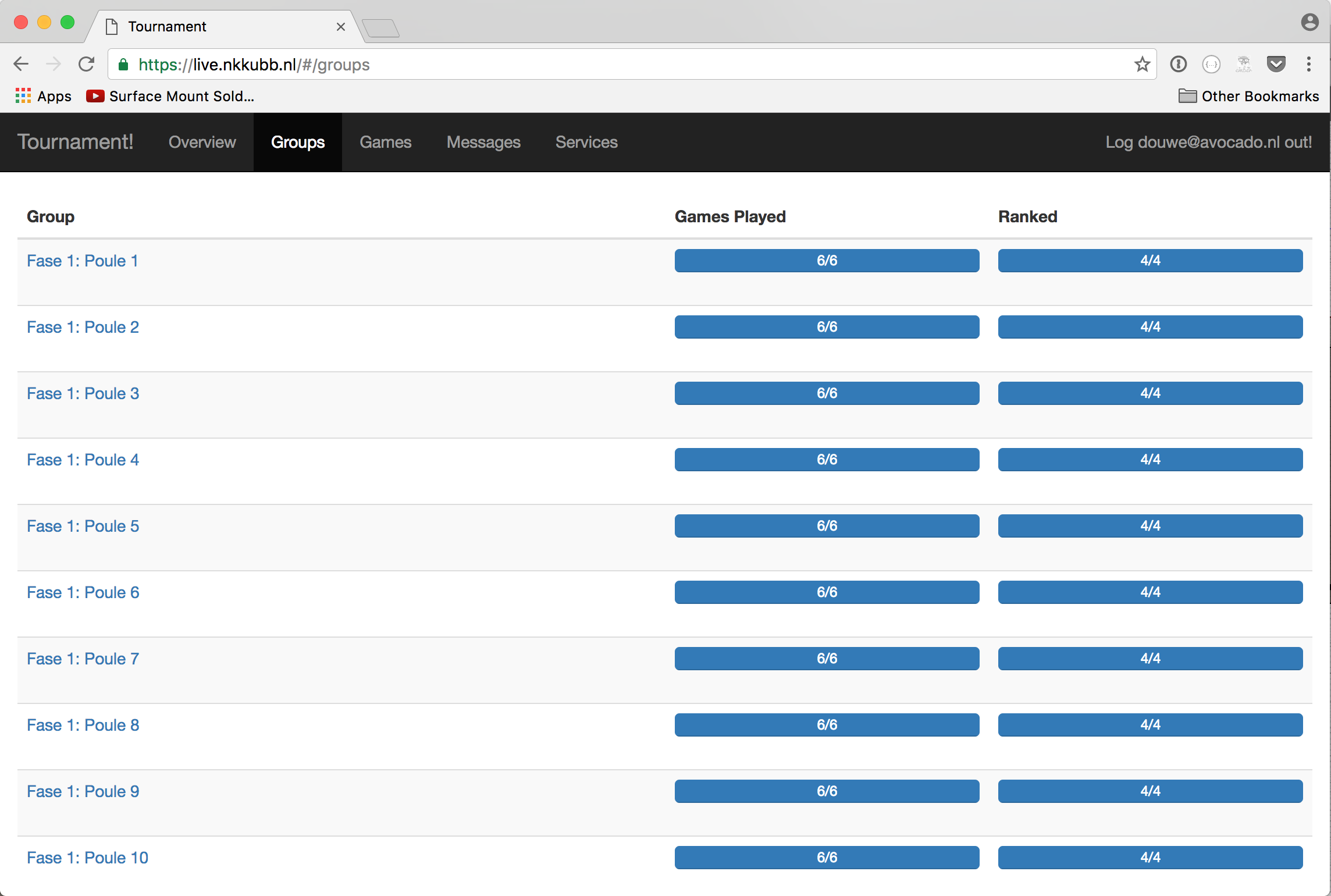 Live Tournament Software — Douwe Homans