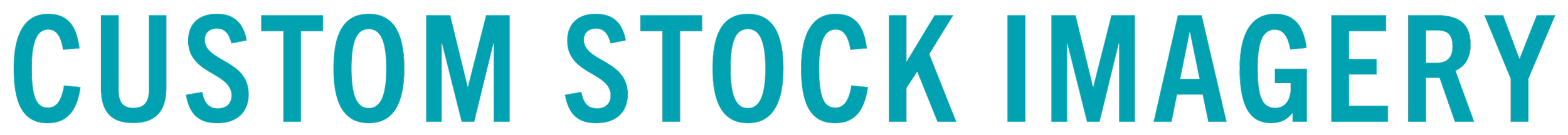 Text reading 'Custom Stock Imagery' in large blue letters on a black background