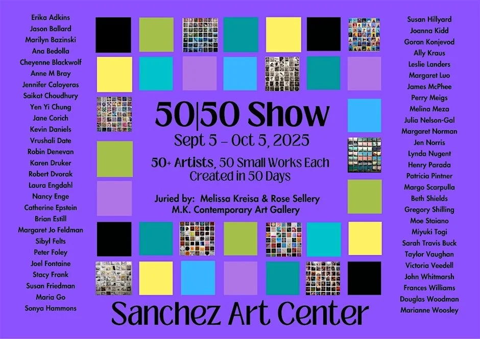Yay! Installed! Happy to be part of the 2025 50|50 show @sanchezartcenter this year! Each of the 50 panel has a little gold box indicating the library. NOTE: my decision to use gold was BEFORE the glitter bomb went off in the Oval Office...

Sept 5 +
