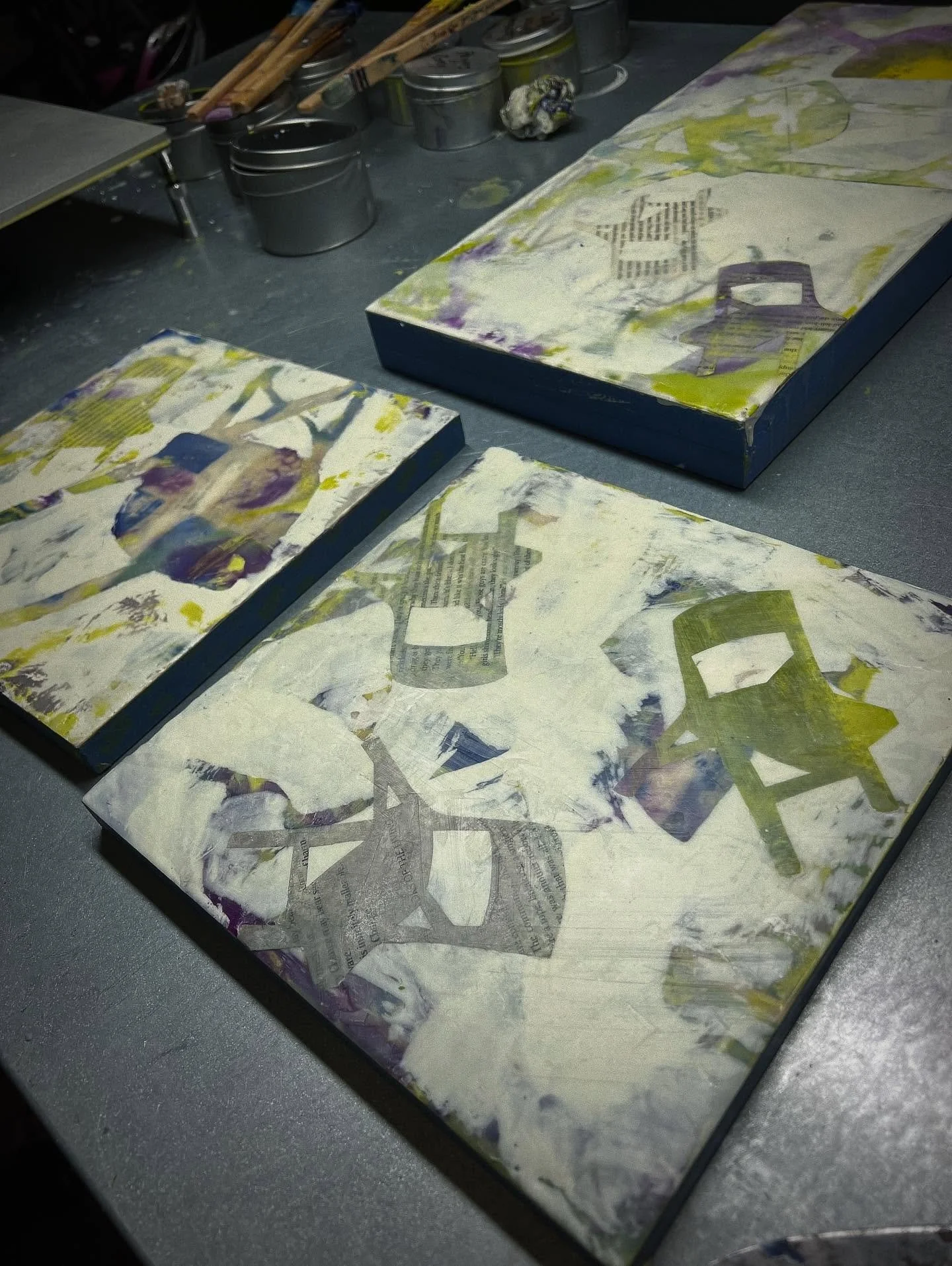 More in progress for my &ldquo;have a seat&rdquo; series. Going up on Dec 11 @miradaartonmain. 

#encaustic 
#encausticart 
#bipocartists 
#abstractart